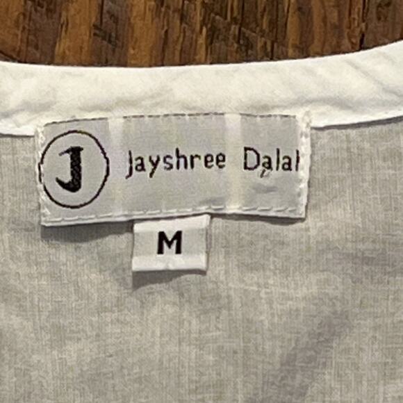 JAYSHREE DALAL Hand Embroidered Tunic Top White Women's Size Medium Boho Beachy - Picture 7 of 14